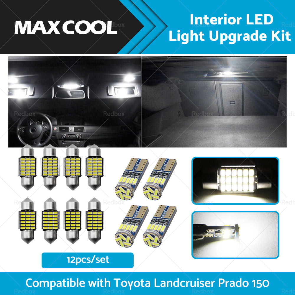 12Pcs Interior LED Light Upgrade Kit Suitable For Toyota Landcruiser Prado 150