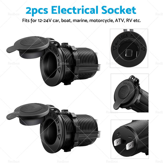 2X Waterproof 12V Car Cigarette Lighter Socket USB Charger Power Adapter Outlet