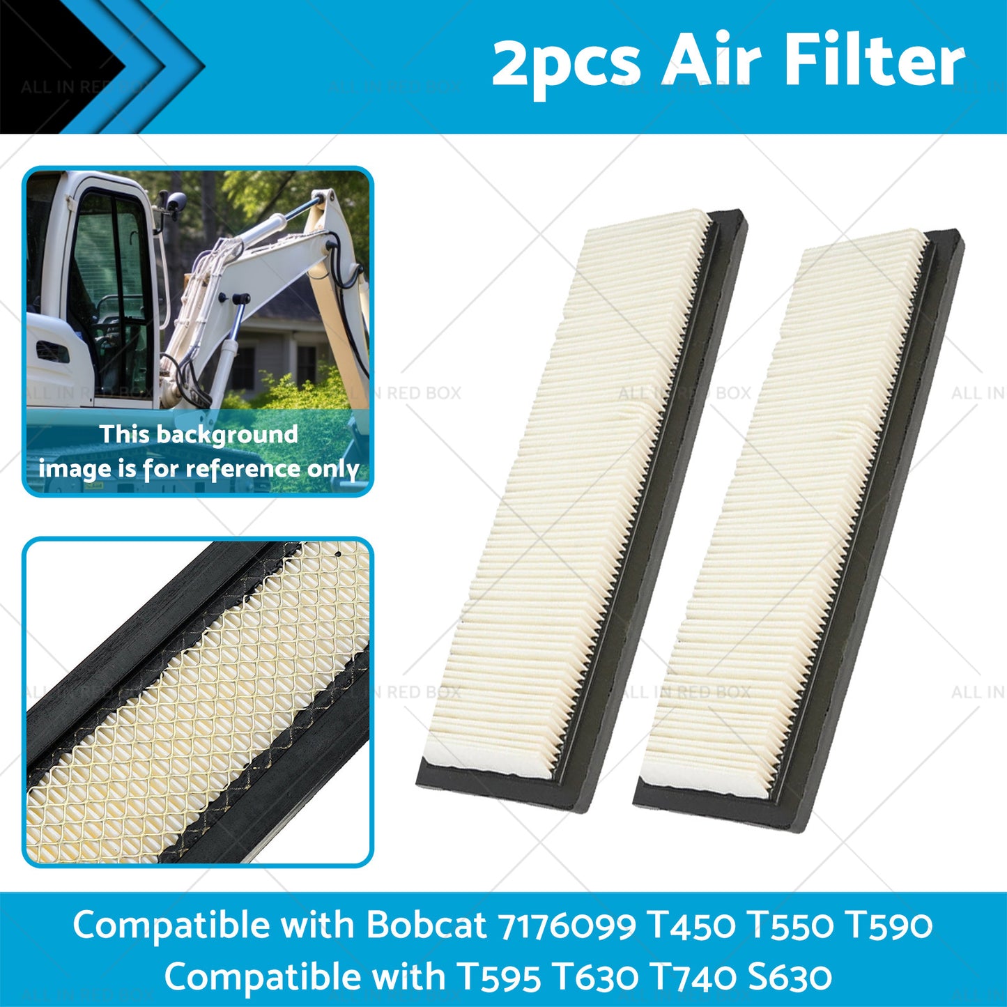 2X Air Filter SuitableFor Bobcat 7176099 T450 T550 T590 T595 T630 T740 S630 S650