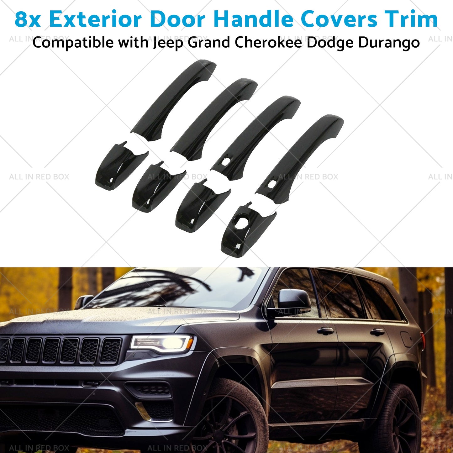 8pcs Exterior Door Handle Covers Trim Suitable for Jeep Grand Cherokee Chrysler