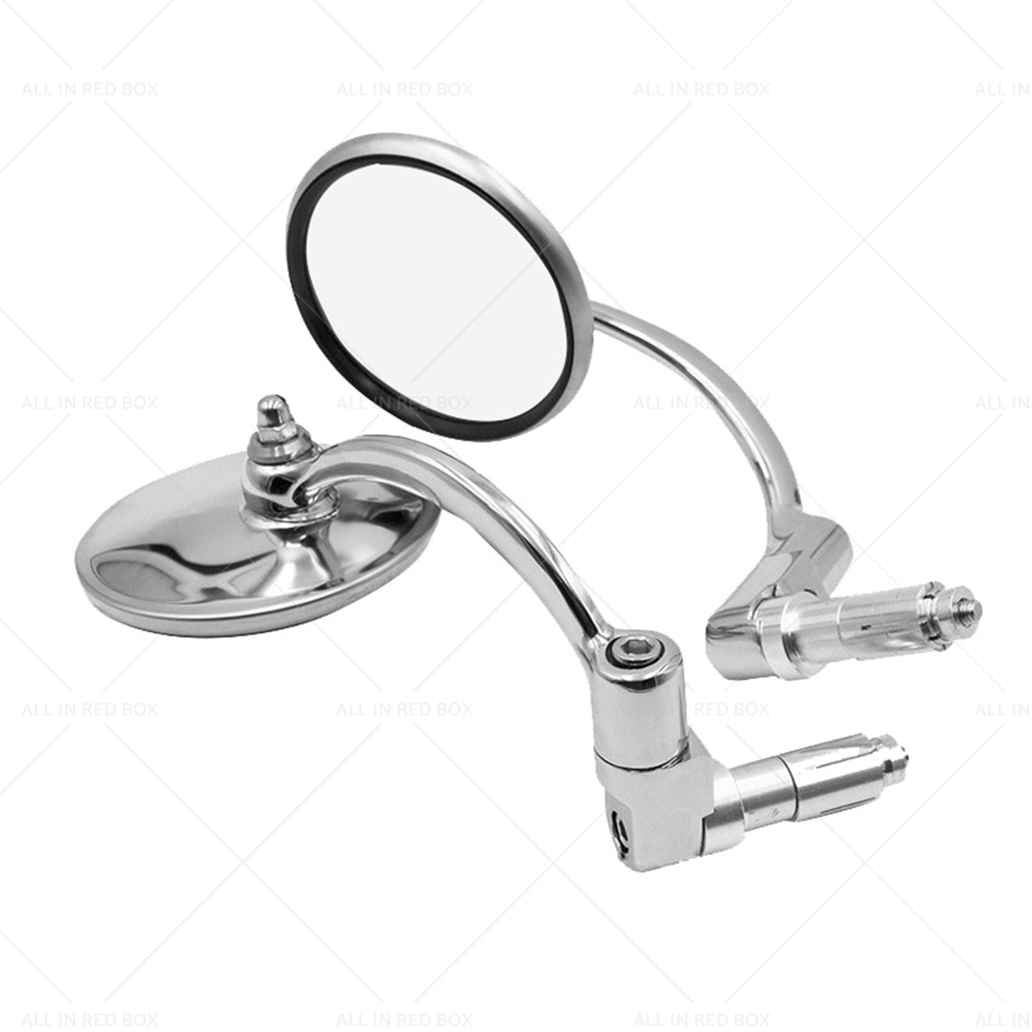 Chrome Round Rearview Bar End Mirror Suitable for Motorcycle Chopper Racer