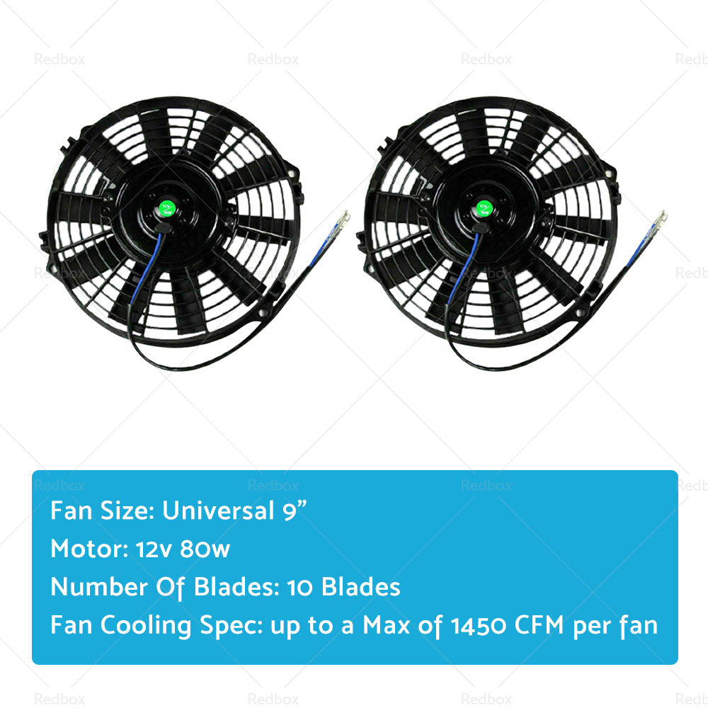 2PCS 9inch 12V 80w Electric Radiator Fan+Mounting Kits fits for Holden Commodore