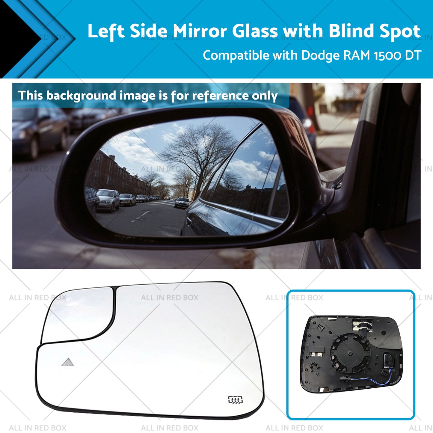 {{ Mirror Glass with Blind Spot Left Side Suitable for Dodge RAM 1500 DT 19缂佲剝寮22 }} - Buy Car Parts Online at {{ Kaka Auto Parts }}.