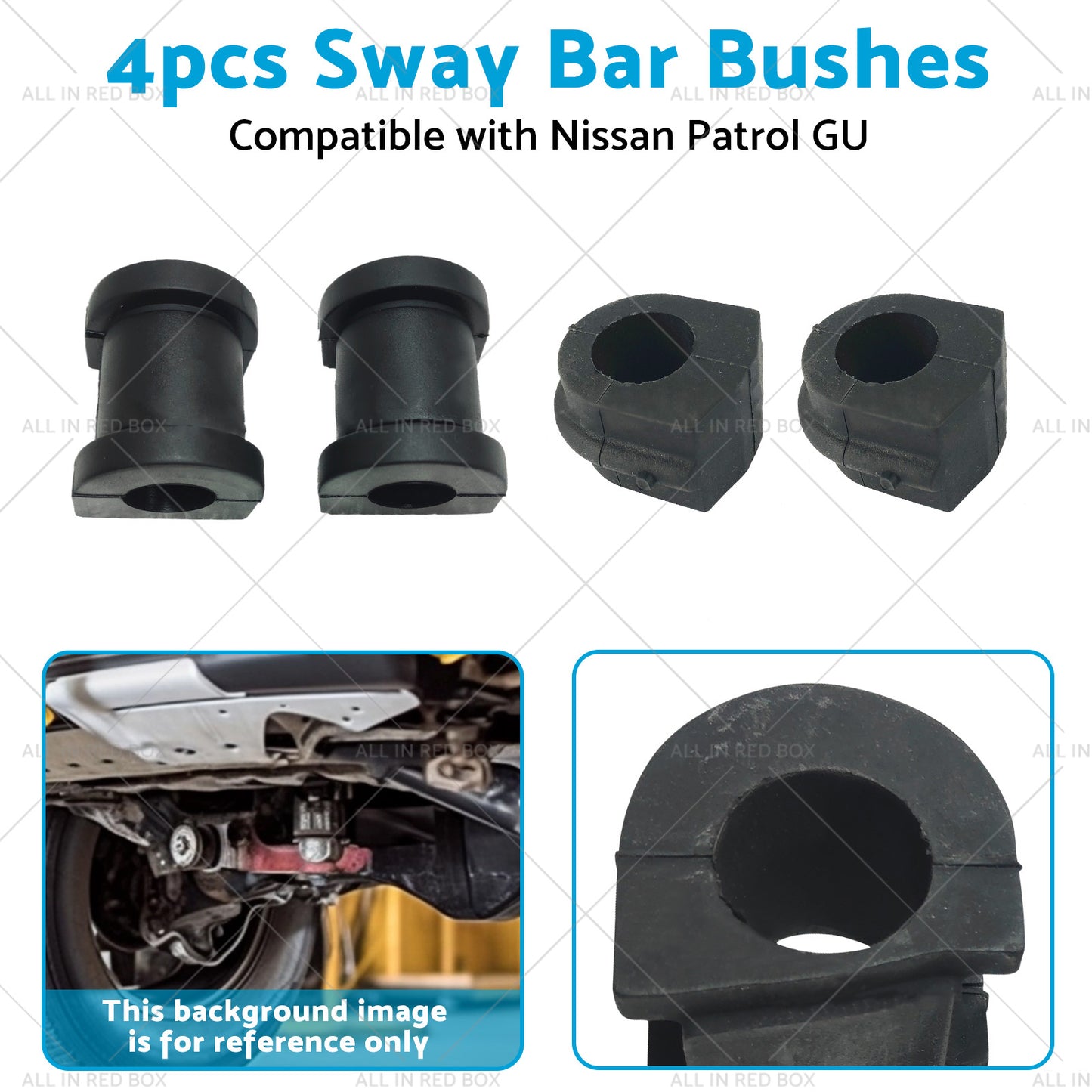 4x FrontRear Sway Bar Bushes Rubber Suitable for Nissan Patrol GU Y61 2001-2013