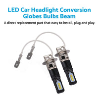 2x H3 80W 6000LM LED Car Headlight Conversion Globes Bulbs Beam White 6500K