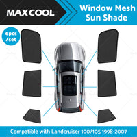 6x Foldable Window Mesh Sun Shade Suitable For Landcruiser 100 105 1998-2007