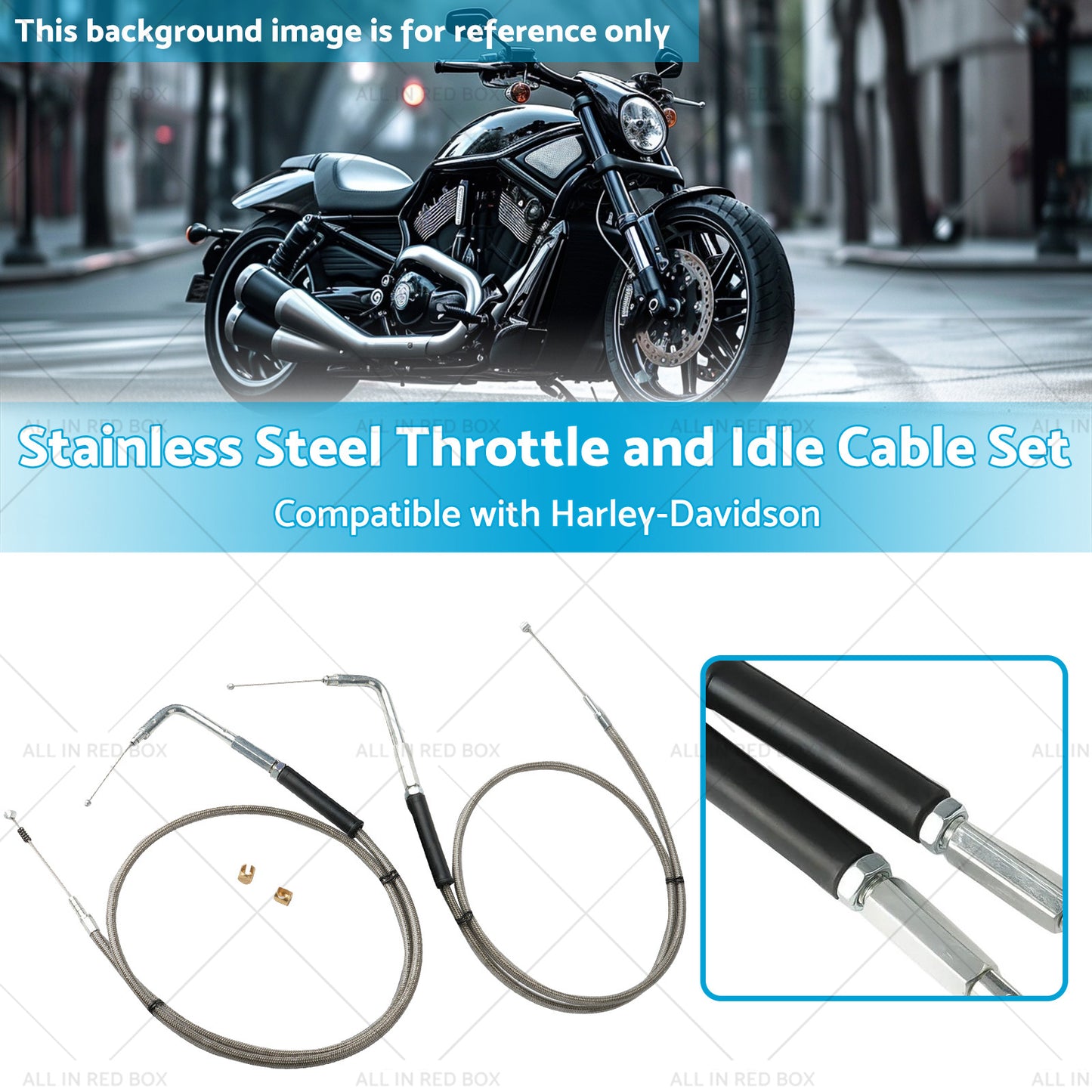 Stainless Steel 56-1 2 Throttle and Idle Cable Set Suitable for Harley-Davidson