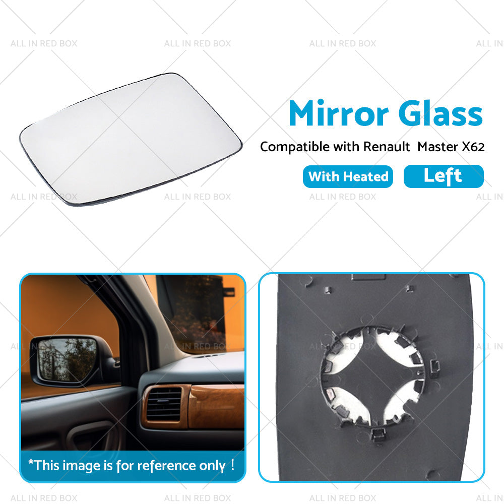 Left Mirror Glass Suitable for Renault Master X62 2010-2019 Heated Convex Base