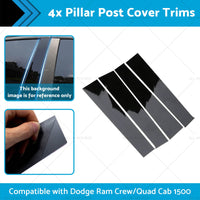 4x Black Pillar Post Cover Trims Suitablefor Dodge Ram Crew or Quad Cab 1500 09-18