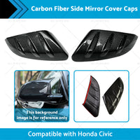 2x Carbon Fiber Side Mirror Cover Caps Suitable for 16-21 Honda Civic