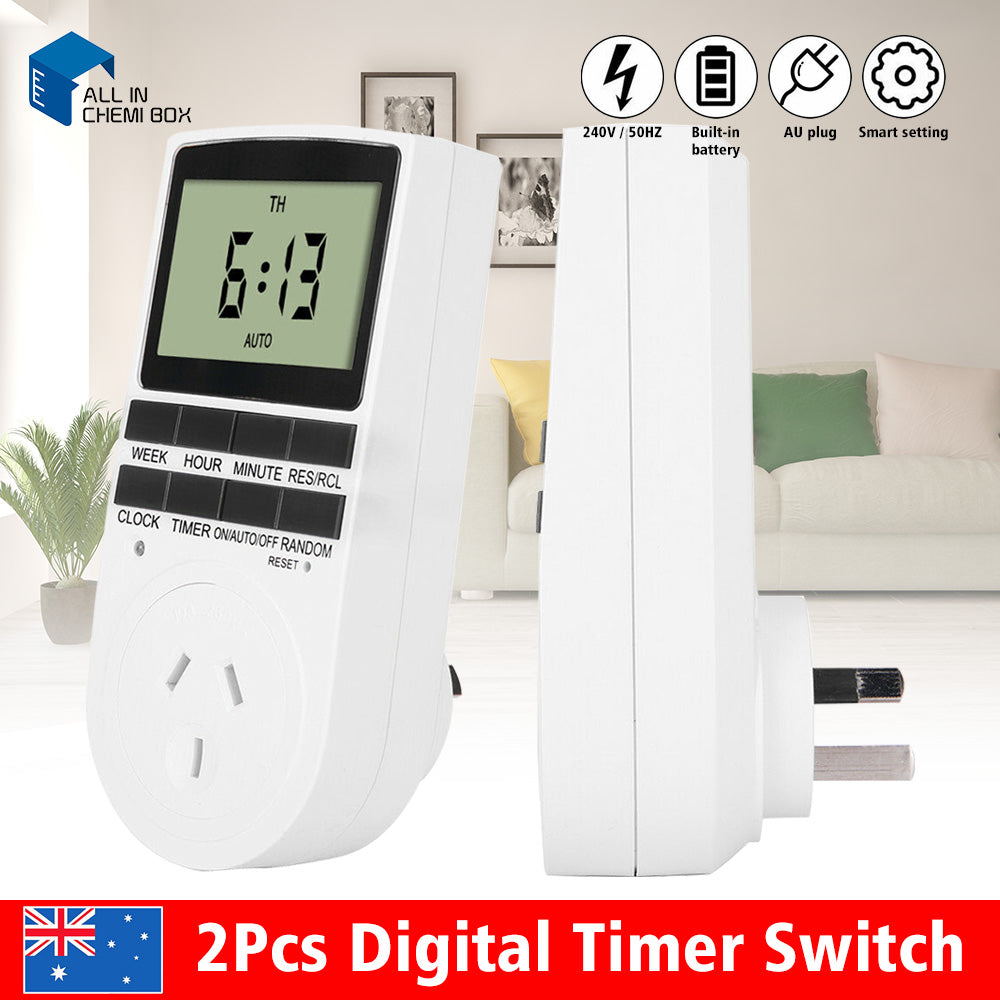 2Pcs 240V LCD Digital Timer Switch Automation Socket Electric Programmable Power