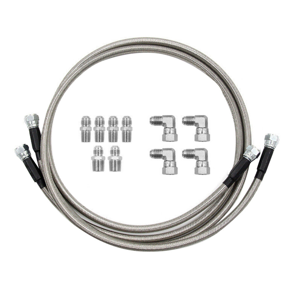 Stainless Steel Braided Transmission Cooler Hose Fitting Kit For 700R4 TH350 400