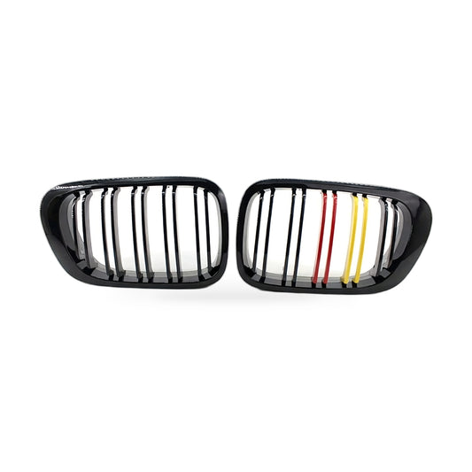Gloss Black Dual Line Red Yellow Grille Suitable for BMW 3 E46 M3 Coupe 98-02 - ZT2