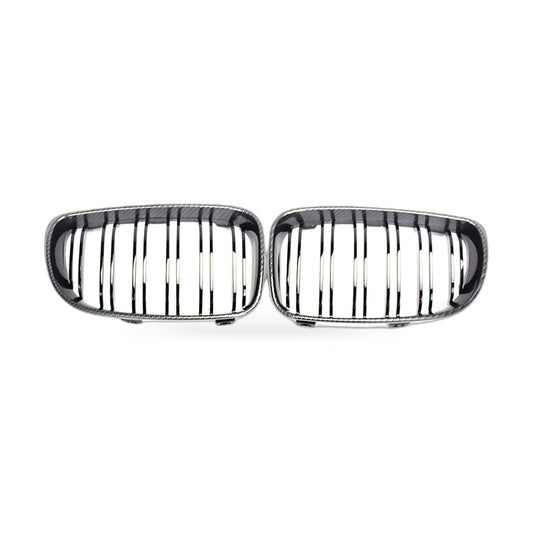 1 Series BMW E81 E87 08-11 Carbon Fiber Dual Line Front Grille Mesh - ZT2