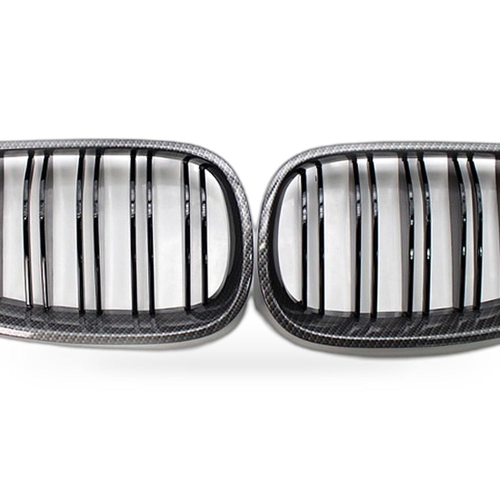 Carbon Pattern Dual Line Front Grille Suitable for BMW 5 Series E60 E61 04-09 - XQ1