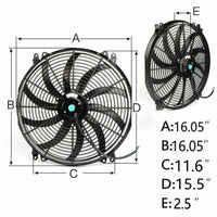 12V 120W Universal 16 Inch Electric Radiator Cooling Thermo Fan + Mounting kits