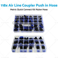 2 Box Air Line Coupler Push in Hose Joiner Metric Quick Connect Kit Nylon Hose