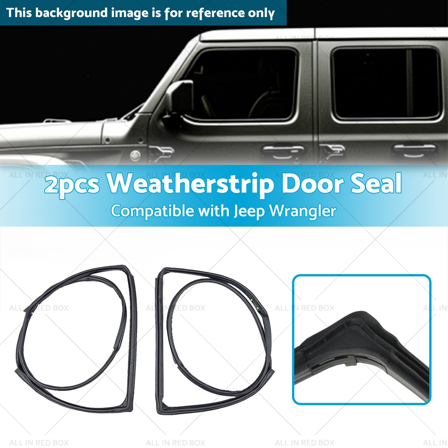 2pcs Front Door Weatherstrip Gasket Seal Suitable For Jeep Wrangle JK 2007-2018