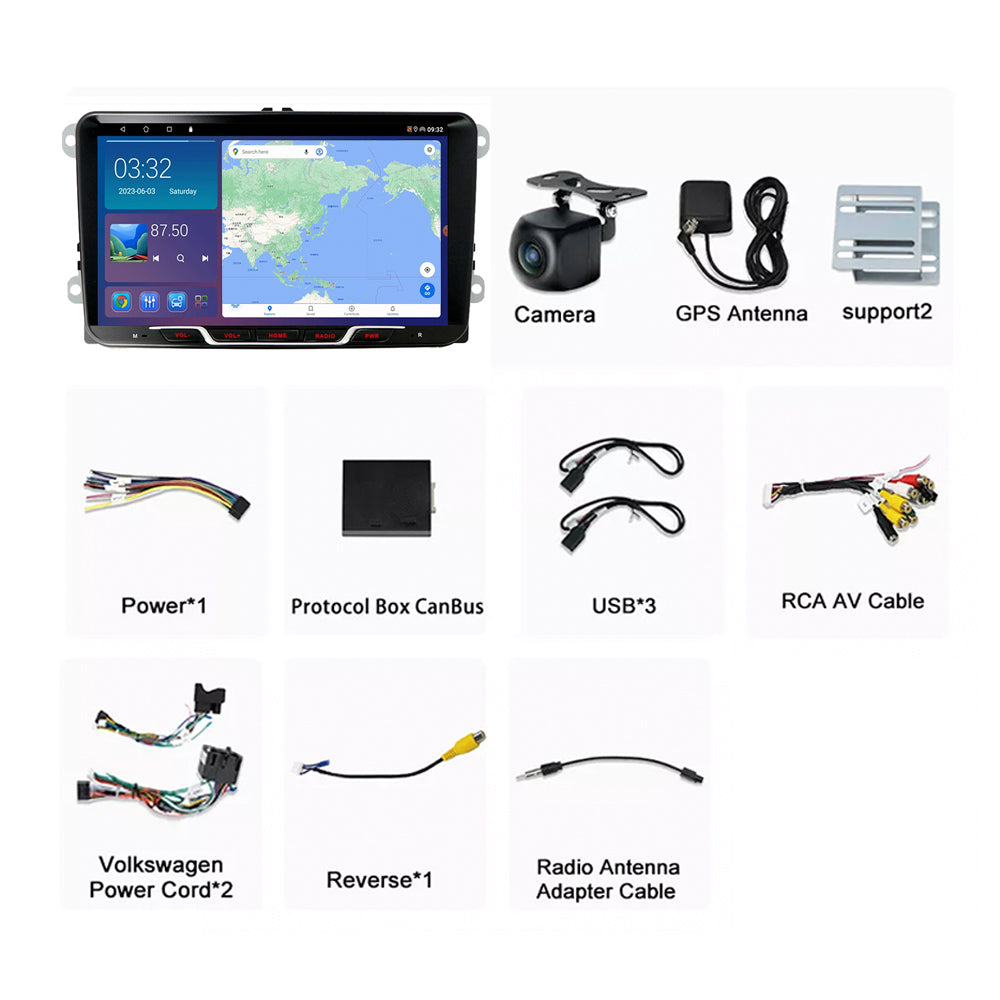 9 inch CarPlay Android 13 Head Unit Suitable for Volkswagen Polo 2010¡§C2014