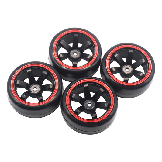 Suitable for Drifting 1 10 RC Drift Cars 4PCS Hard Plastic Rim Tyre Tire Wheel