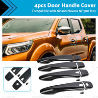 4PCS Black Door Handle Cover Suitable for Nissan Navara NP300 D23 2015-Onwards