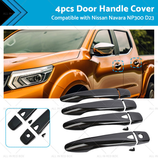 4PCS Black Door Handle Cover Suitable for Nissan Navara NP300 D23 2015-Onwards