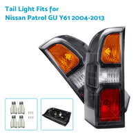 Pair Black Rear Lamp Tail Light Fit for Nissan Patrol GU Y61 Wagon 2004-2013