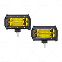 2x 5inch Flood LED Light Bar Offroad Work Driving Fog Lamp Yellow Cree Spread