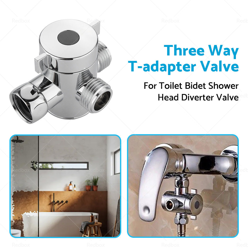 1 2 in Three Way T-adapter Valve For Toilet Bidet Shower Head Diverter Valve