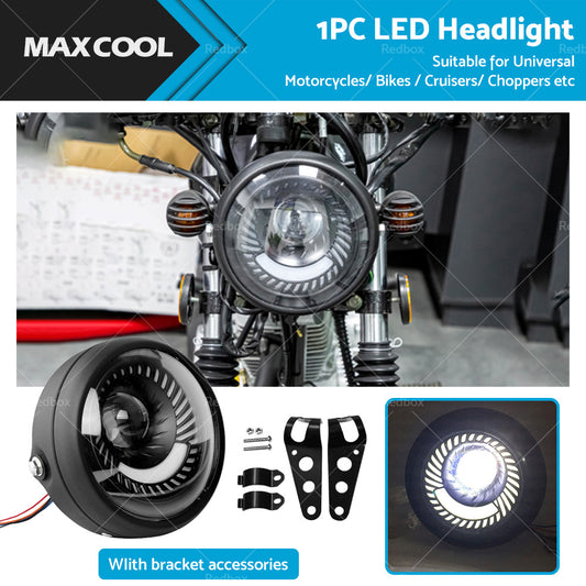 Motorcycle 6.5inch LED Headlight Spiral Side Mount Bracket Suitable For Cafe Racer