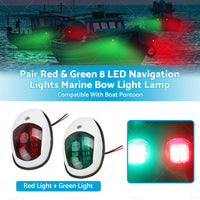 {{ Pair Red  and  Green 8LED Navigation Lights Marine Bow Light Lamp for Boat Pontoon }} - Buy Car Parts Online at {{ Kaka Auto Parts }}.
