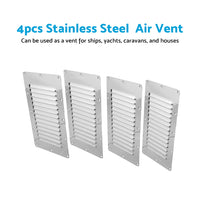 4pcs Stainless Steel Rectangular Air Vent For Caravan Boat Wall Eave 228x127mm