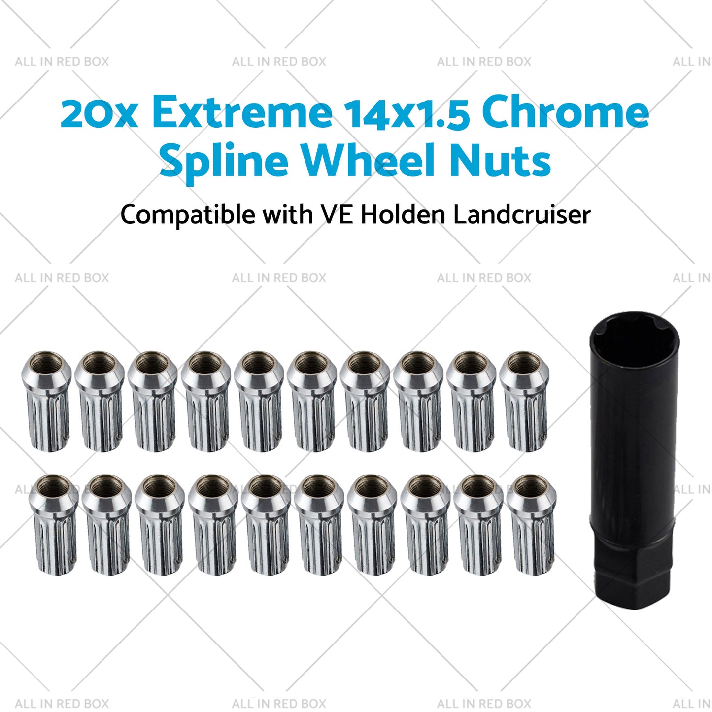 20x 14x1. 5 Extreme Chrome Spline Wheel Nuts Suitable for VE Holden Landcruiser