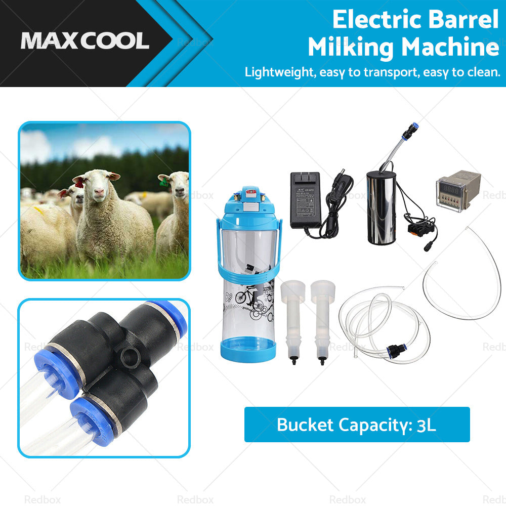 3L Electric Barrel Milking Machine Sheep Cow Milker Vacuum PumpPulse Controller