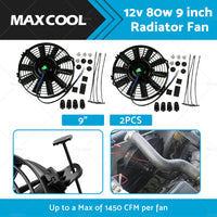 2PCS 9inch 12V 80w Electric Radiator Fan+Mounting Kits fits for Holden Commodore