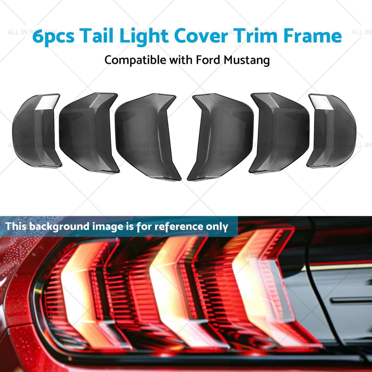 6pcs Car Tail Light Lamp Cover Trim Frame Suitable for Ford Mustang GT 2018-2022