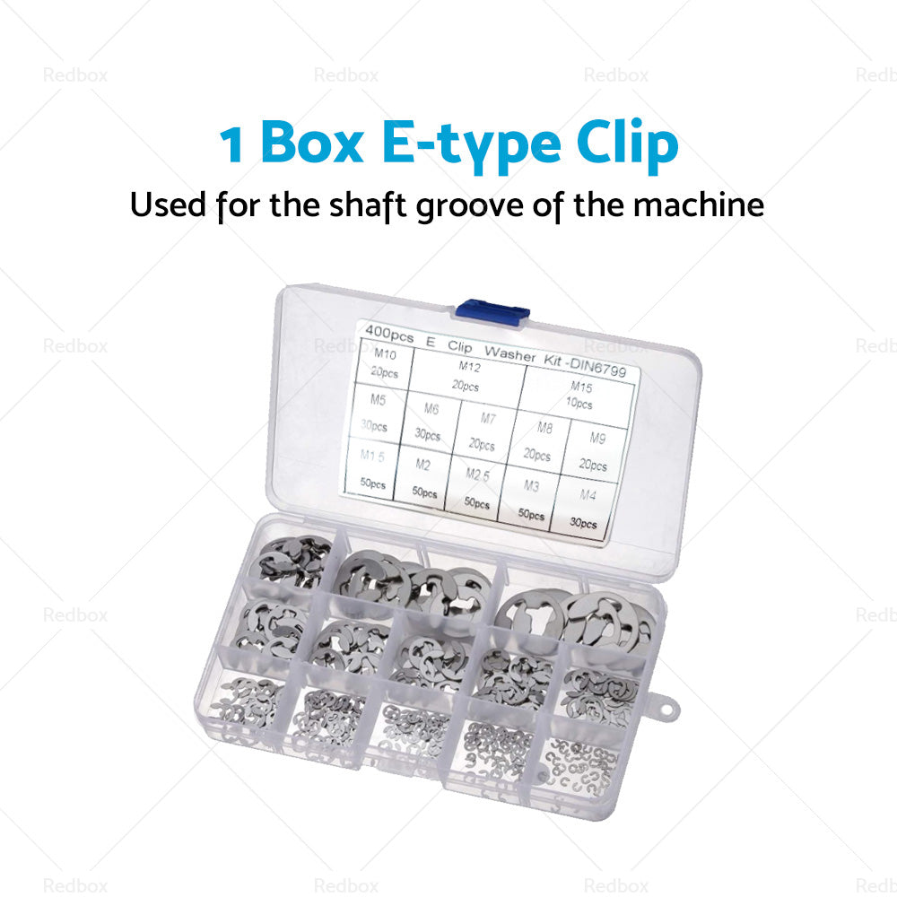 Stainless Steel E Clips C Circlip Kit Retaining Ring 400PCS Assorted M1. 5-M15mm