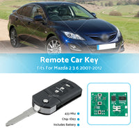 3 Buttons Complete Remote Car Key 433MHz ID63 80Bit Chip Fits For Mazda 2 3 6