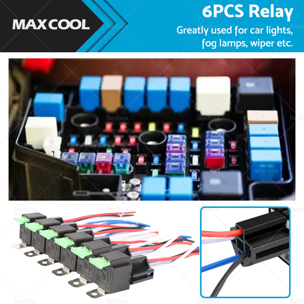 6PCS 12V Relay 4 PIN Automotive 30AMP 30A Normally Open Contact Fused  30A Fuse