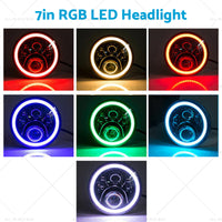 RGB Halo 7 inch LED Headlights Projector Hi Lo Beam DRL Suitable for Jeep GQ