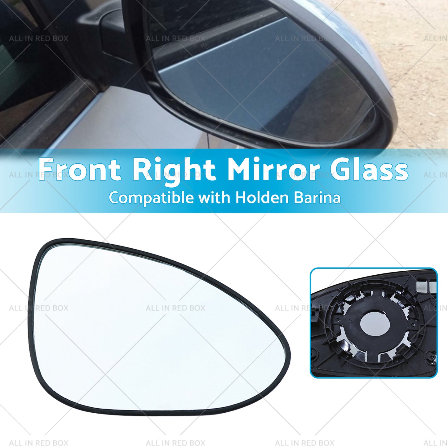 Suitable for Holden Barina 2011-ON Right Mirror Glass With Back Plate NO HEATED