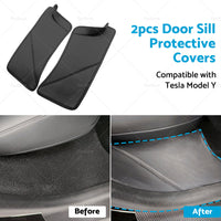 2PCS PU Rear Door Sill Protector Cover Pad Suitable for Tesla Model Y 2020-2022