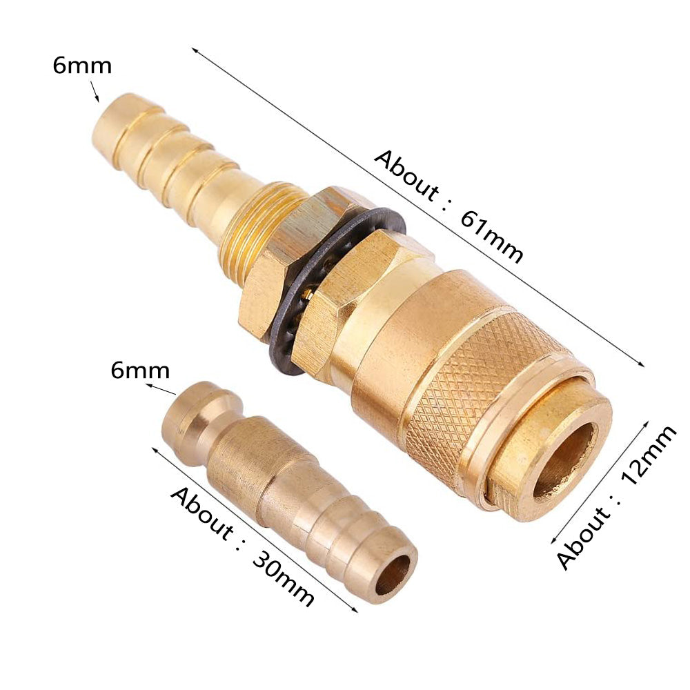 Female Quick Gas Connection with 6mm Barb for Argon and Water Suit Kemppi Unimig