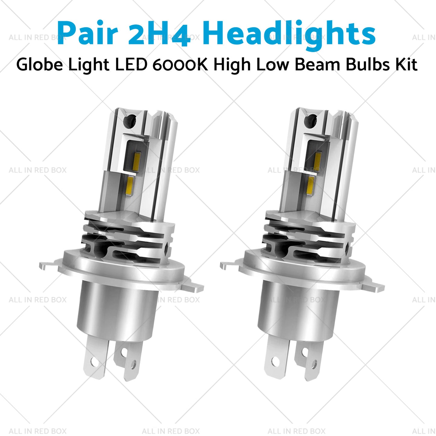 2x H4 Headlights Replacement Globe Light LED 6000K High Low Beam Bulbs Kit