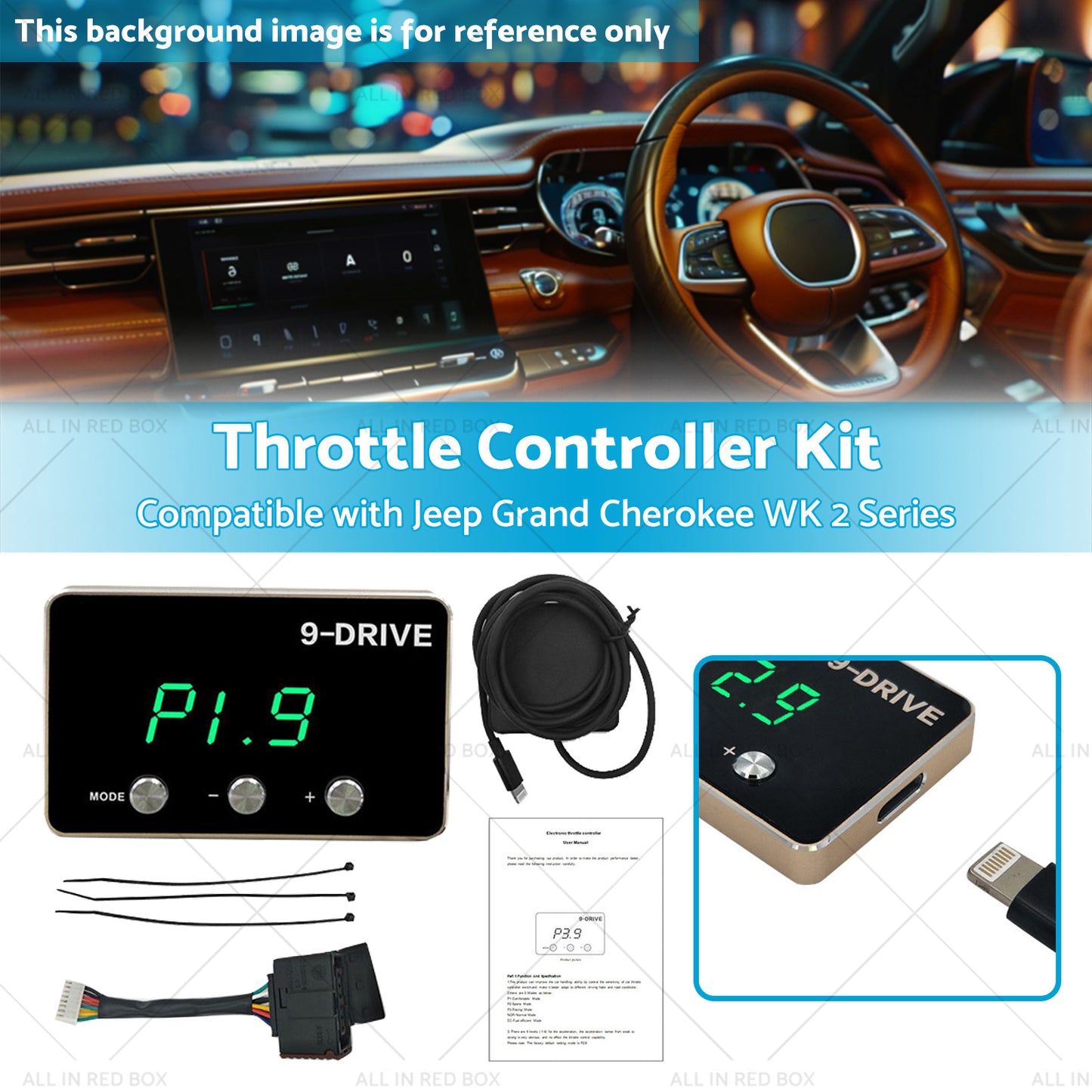 Suitable for Jeep Grand Cherokee WK2 11-21 Black EVC Throttle Controller Kit