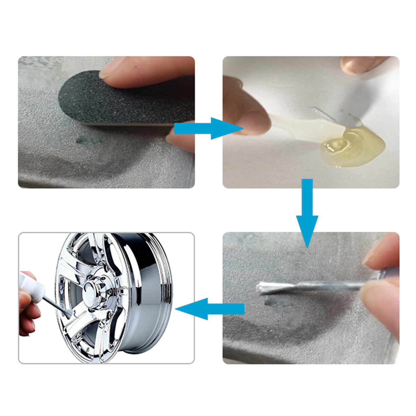 Visbella Silver Alloy Wheel Rim Scratch Repair Kit Tool Set Suitable For Car Kerb Damage