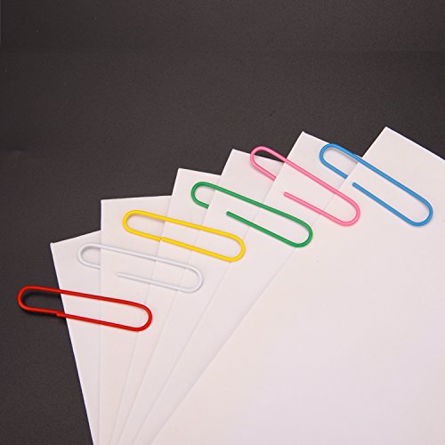 300 Pieces 6 Colors Paper Clips 2 Inch White Yellow Pink Red Blue Red Green