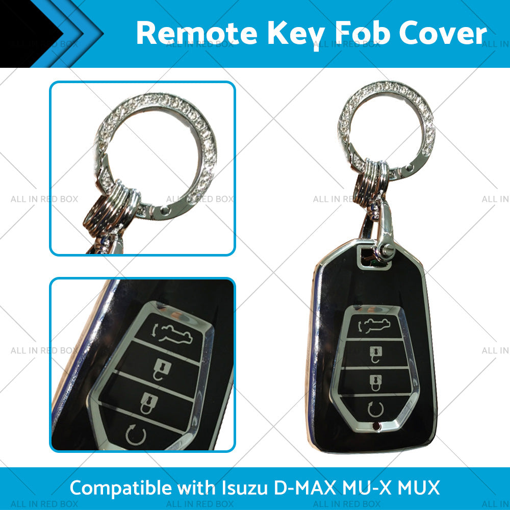 TPU Car Remote Key Fob Cover Suitable for Isuzu D-MAX MU-X MUX 4 Button Black