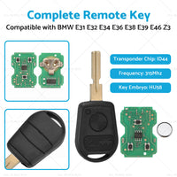 3 Button Complete Remote Key Suitable For BMW E31 E32 E34 E36 E38 E39 E46 Z3