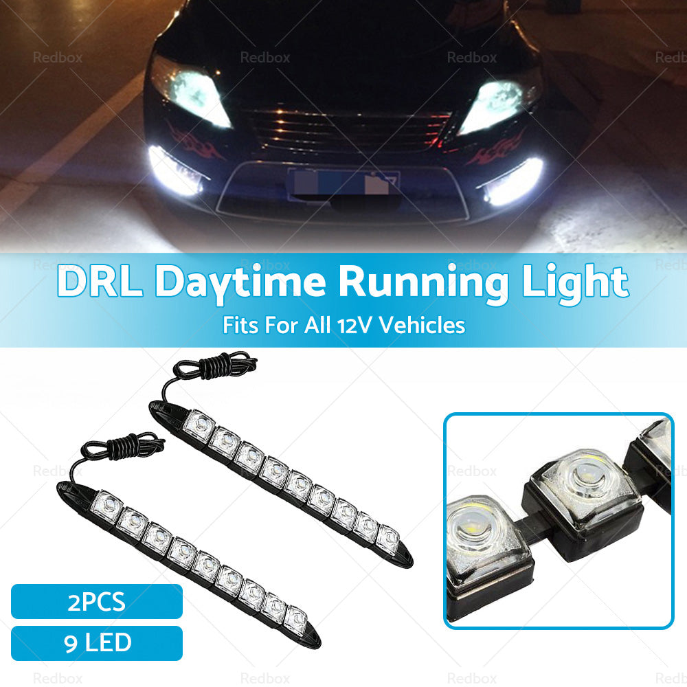 2PCS 9 LED DRL Fog Driving Daylight Daytime Running Light Car Auto Head Lamp